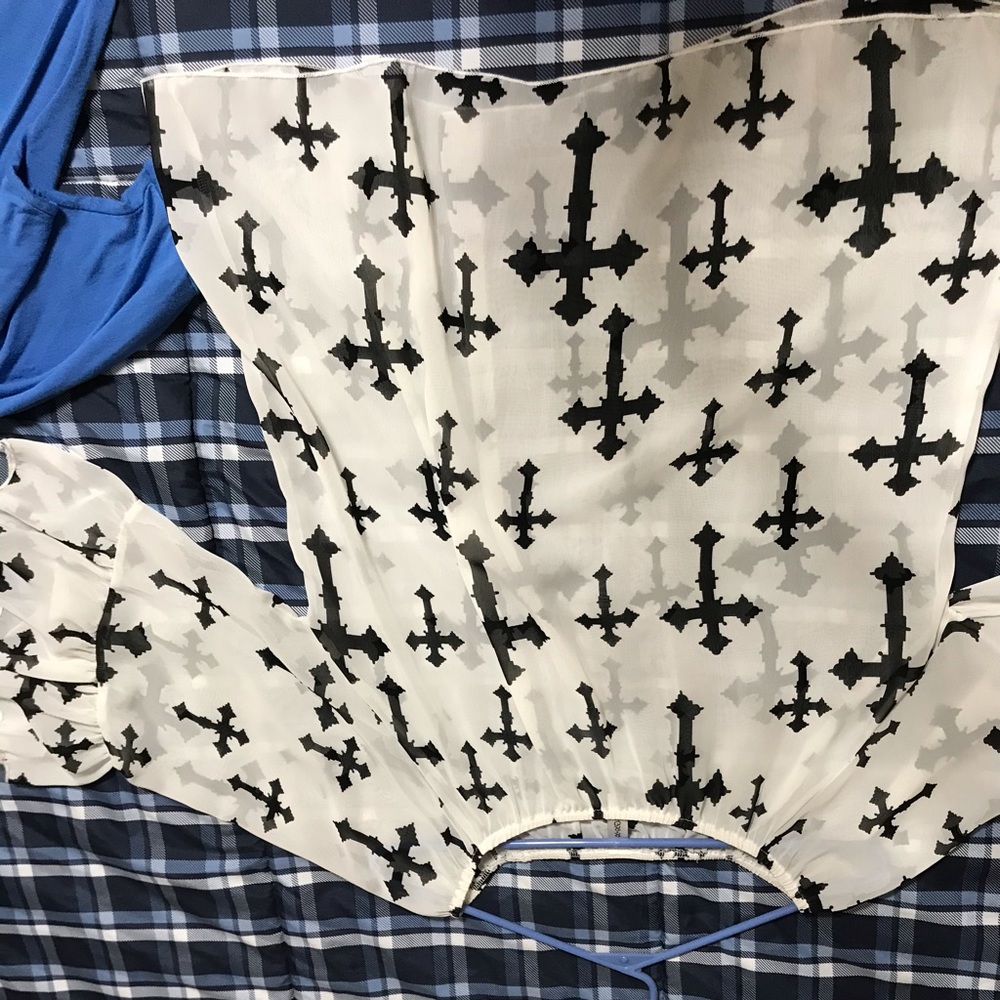 Sheer cross blouse
